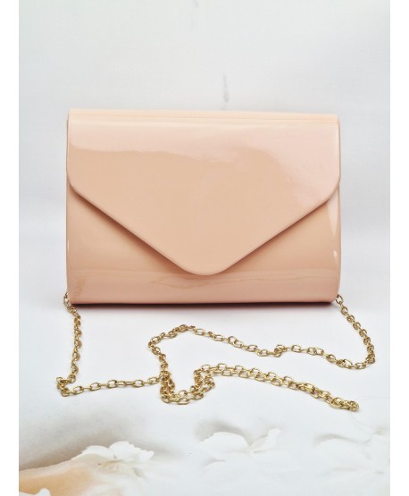 Torebka kopertówka różowa lakierowana ekoskóra