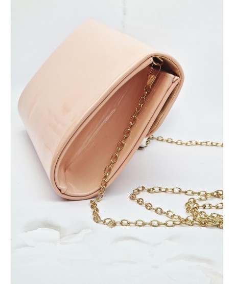 Torebka kopertówka różowa lakierowana ekoskóra