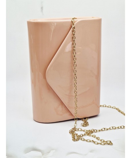 Torebka kopertówka różowa lakierowana ekoskóra