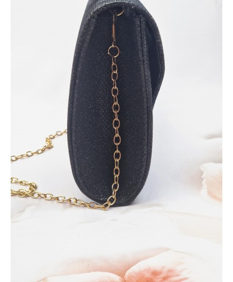 Torebka kopertówka czarna brokatowa