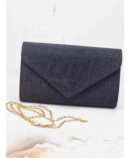 Torebka kopertówka czarna brokatowa