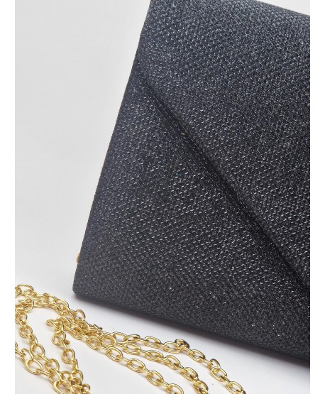 Torebka kopertówka czarna brokatowa