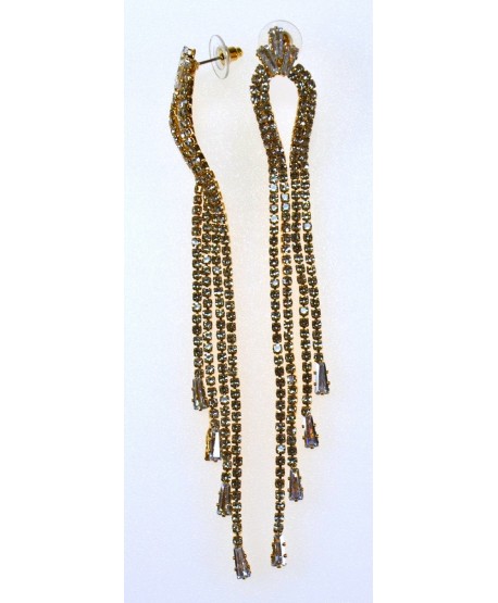 Kolczyki wieczorowe - złote z dżetów