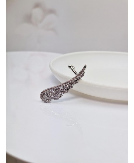 Kolczyk nausznica stal srebrne skrzydło