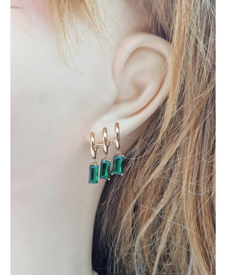 Kolczyki z cyrkoniami stal złote a'la nausznice