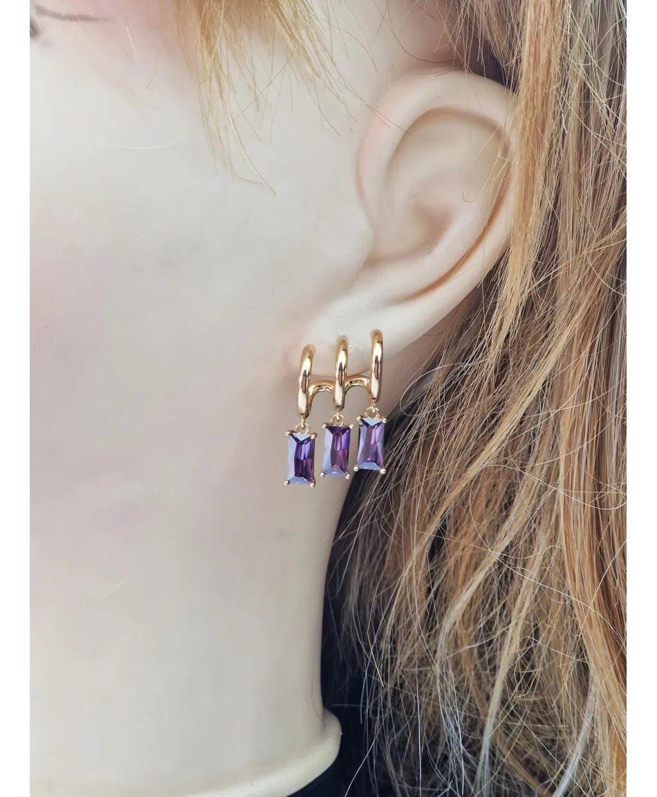 Kolczyki z cyrkoniami stal złote a'la nausznice