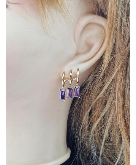 Kolczyki z cyrkoniami stal złote a'la nausznice