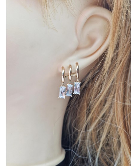 Kolczyki z cyrkoniami stal złote a'la nausznice