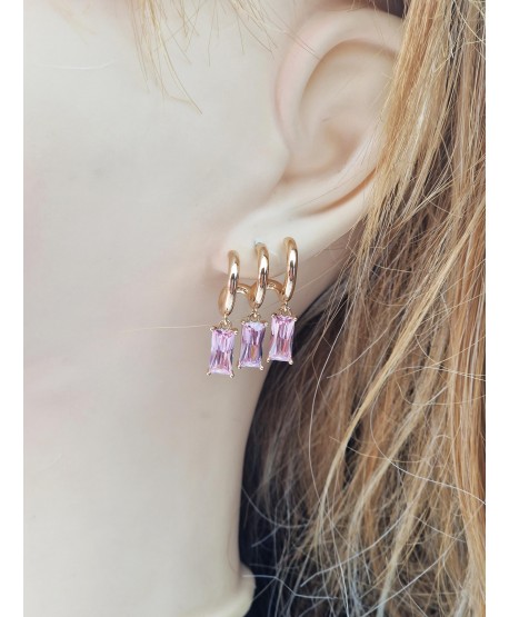 Kolczyki z cyrkoniami stal złote a'la nausznice