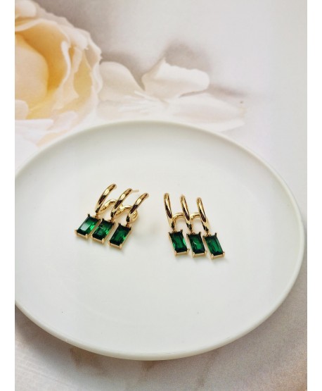 Kolczyki z cyrkoniami stal złote a'la nausznice