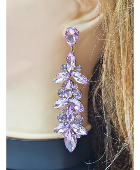 Kolczyki wrzosowe kryształowe na złocie