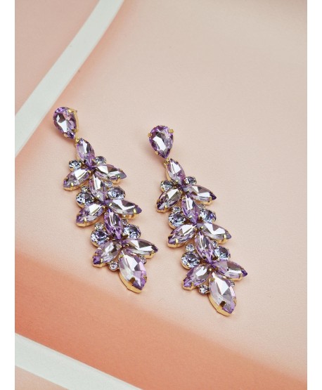 Kolczyki wrzosowe kryształowe na złocie