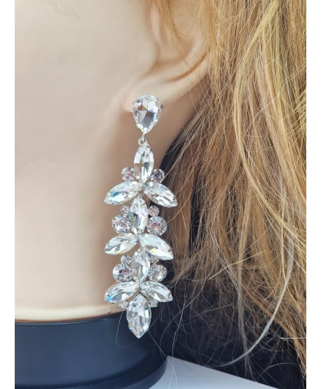 Kolczyki srebrne kryształowe łezki