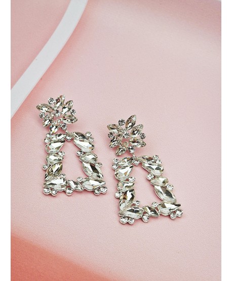 Kolczyki srebrne kryształowe prostokąty