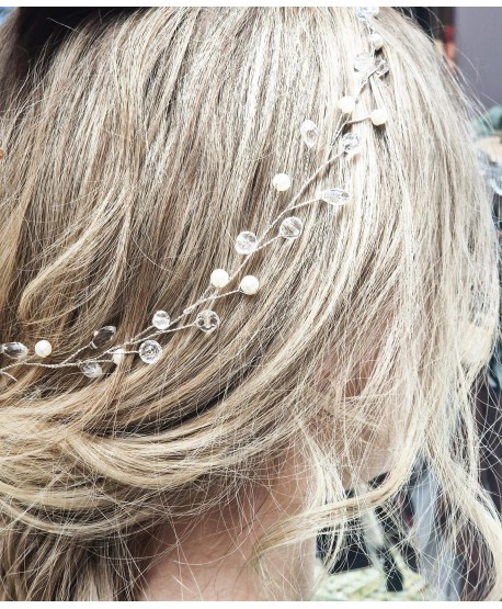 Srebrna ozdoba gałązka na druciku z łezkami