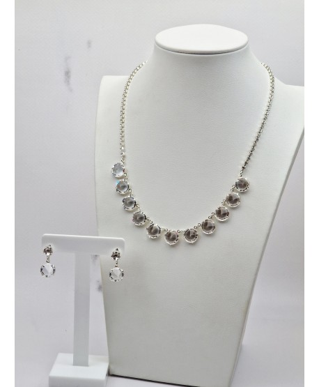 Komplet naszyjnik kolczyki kryształki czeskie w srebrze