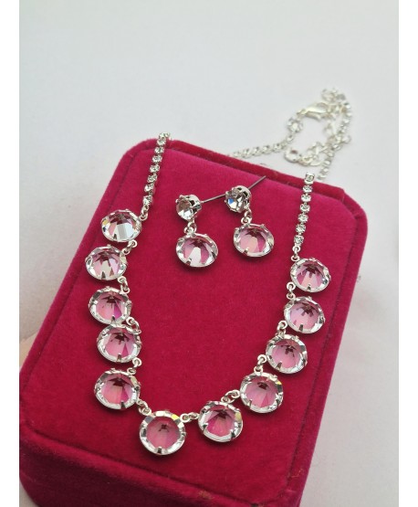 Komplet naszyjnik kolczyki kryształki czeskie w srebrze