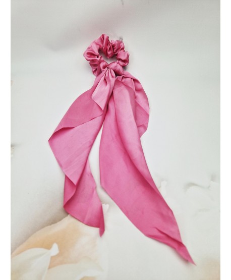 Gumki jednolite satynowe scrunchie z chustkami