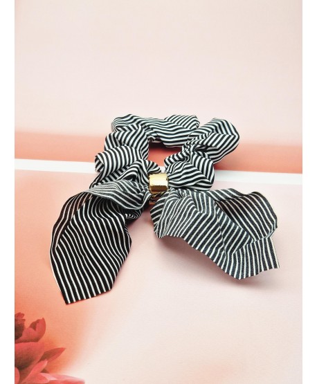 Gumki scrunchie z chustką w paseczki