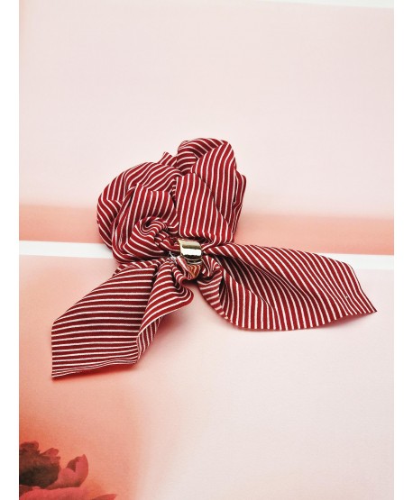 Gumki scrunchie z chustką w paseczki