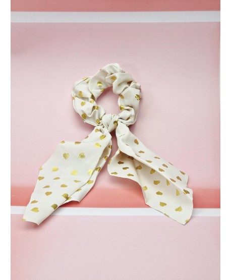 Gumki scrunchie z chustką w serduszka