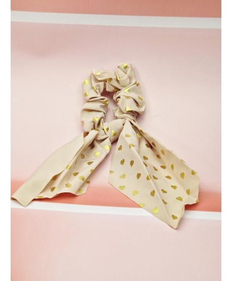 Gumki scrunchie z chustką w serduszka