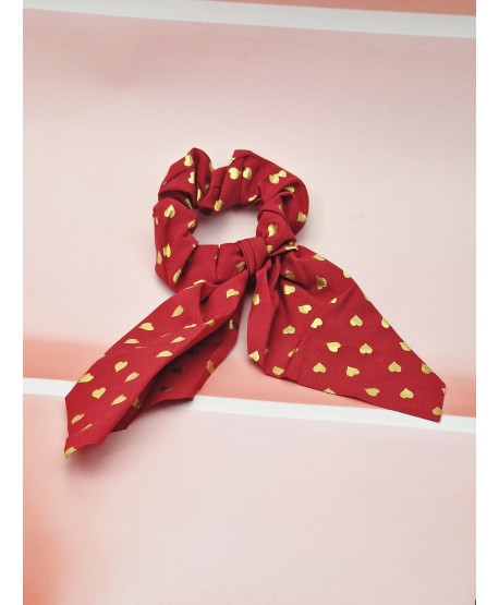 Gumki scrunchie z chustką w serduszka