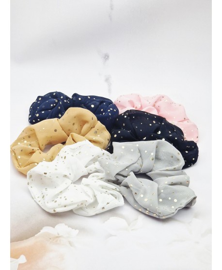 Gumki scrunchie ze złotymi drobinkami