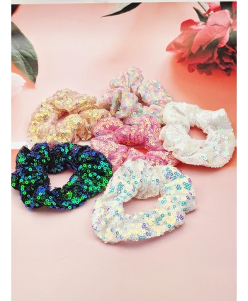Gumki scrunchie cekinowe