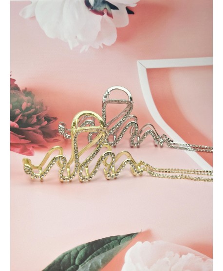 Spinki do włosów cyrkoniowe węże z łańcuszkami