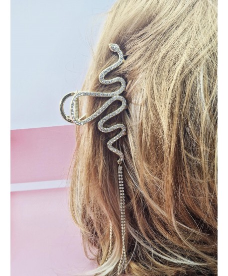 Spinki do włosów cyrkoniowe węże z łańcuszkami