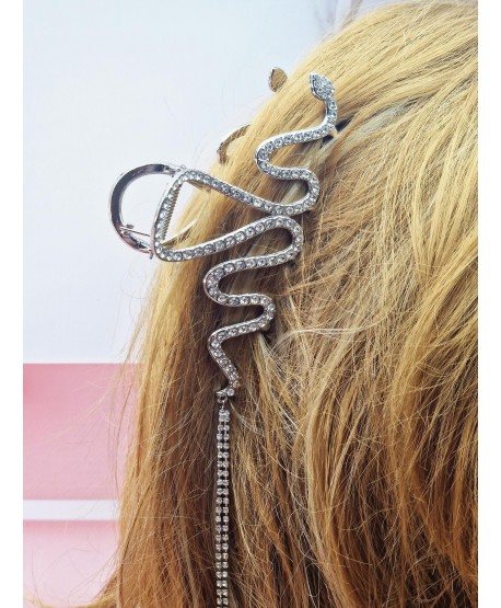 Spinki do włosów cyrkoniowe węże z łańcuszkami