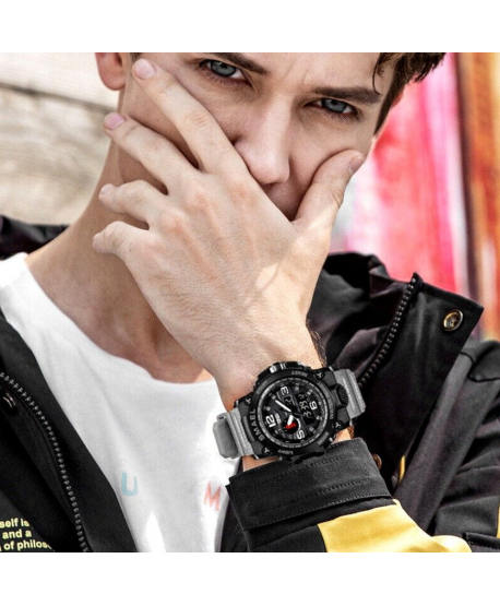 Zegarek męski militarny Smael cyfrowy LED szary + pudełko