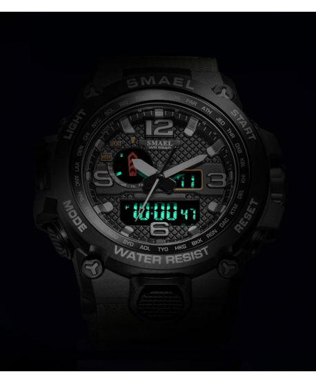 Zegarek męski militarny Smael cyfrowy LED wojskowa zieleń + pudełko