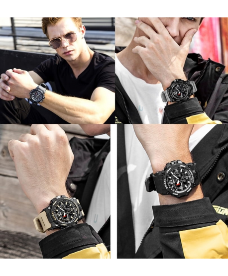 Zegarek męski militarny Smael cyfrowy LED wojskowa zieleń + pudełko