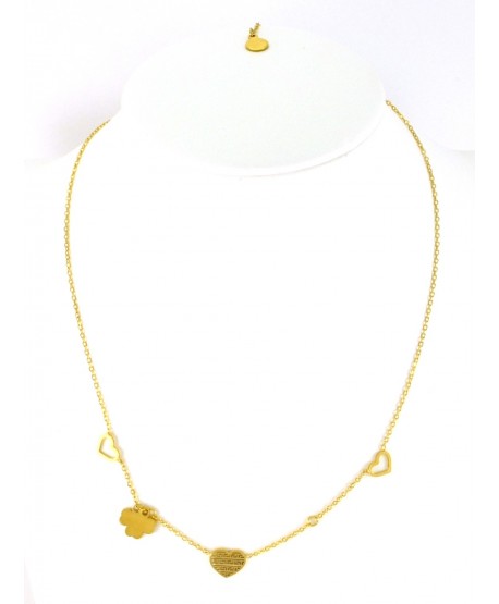 Celebrytka stal złota z serduszkami i koniczynką