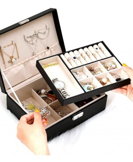 Szkatułka na biżuterię ekoskóra czarna