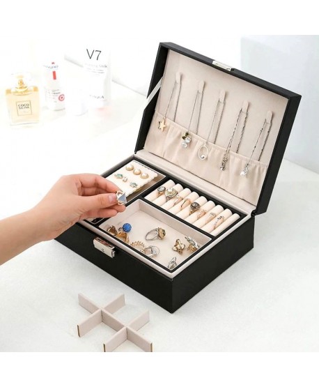 Szkatułka na biżuterię ekoskóra czarna