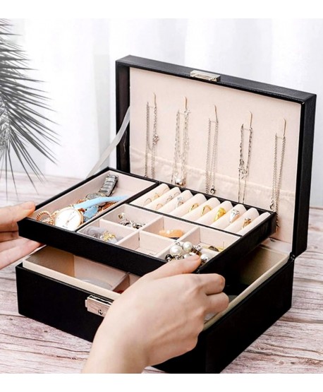 Szkatułka na biżuterię ekoskóra czarna