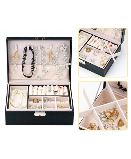 Szkatułka na biżuterię ekoskóra czarna