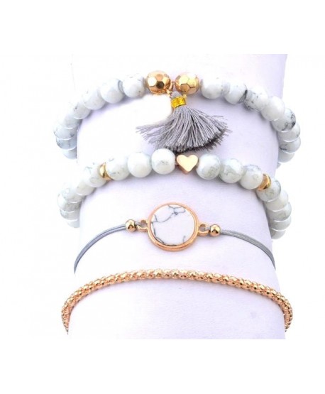 Zestaw bransoletek koraliki na gumce szare