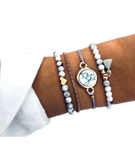 Zestaw bransoletek koraliki na gumce szare