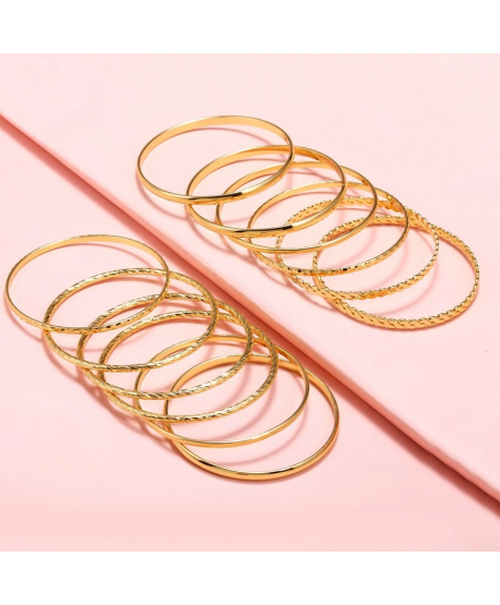 Zestaw bransoletek złote kółka obręcze