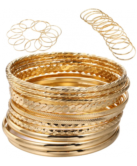 Zestaw bransoletek złote kółka obręcze