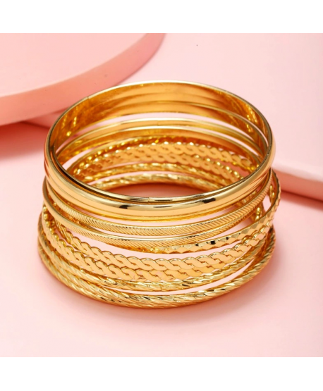 Zestaw bransoletek złote kółka obręcze