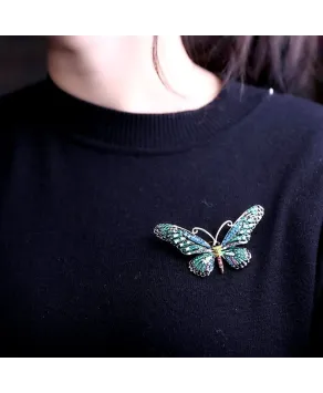 Broszka motyl z turkusem