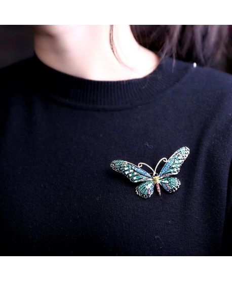 Broszka motyl z turkusem