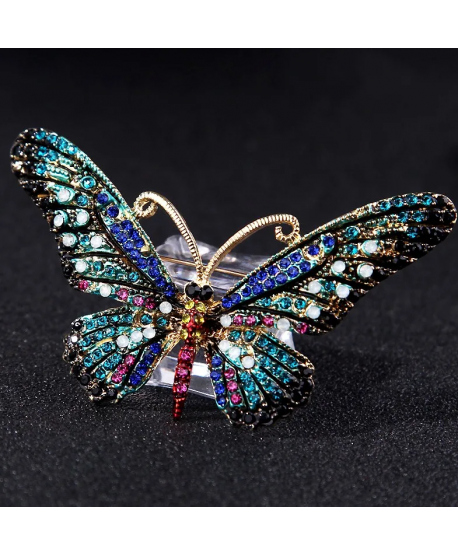Broszka motyl z turkusem