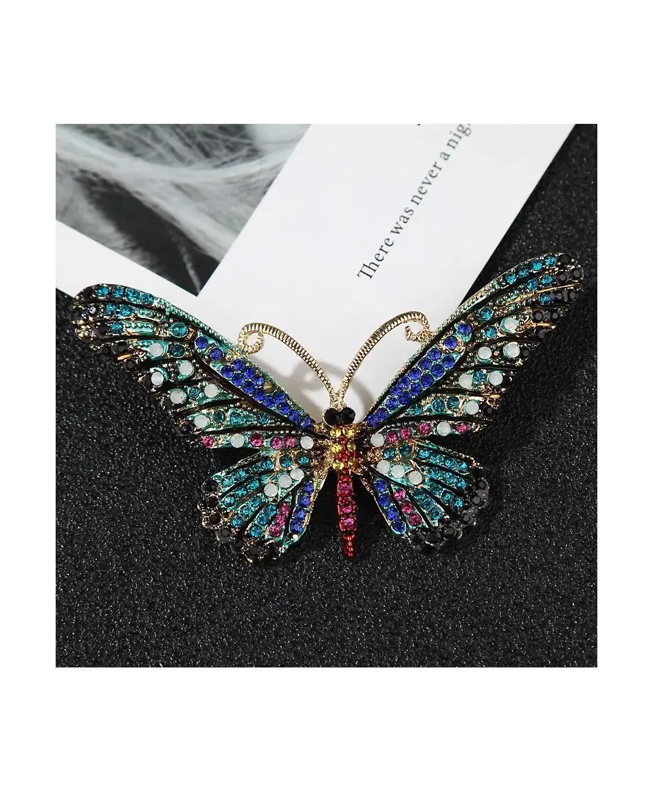 Broszka motyl z turkusem