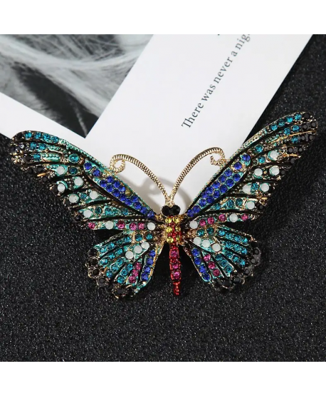 Broszka motyl z turkusem